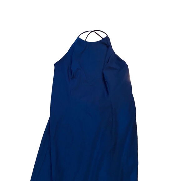 Jarlo Women's Formal Dress Navy Backless Long Gown with Mini Train - Picture 5 of 8